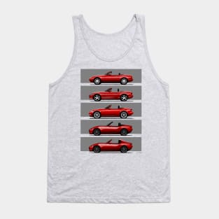 The five silhouettes of the classic roadster convertible sports car Tank Top